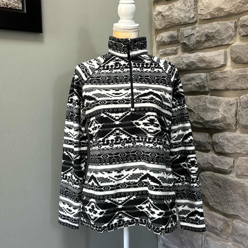 Eddie Bauer fleece quarter zip, women’s M, black/white